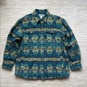 Duluth Trading Co Men's Tucson Jac Jacket Green Blue Yellow Shacket Size Large